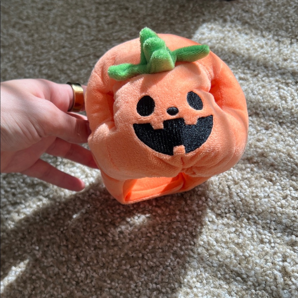 Orange Pumpkin Plush Cat Hat